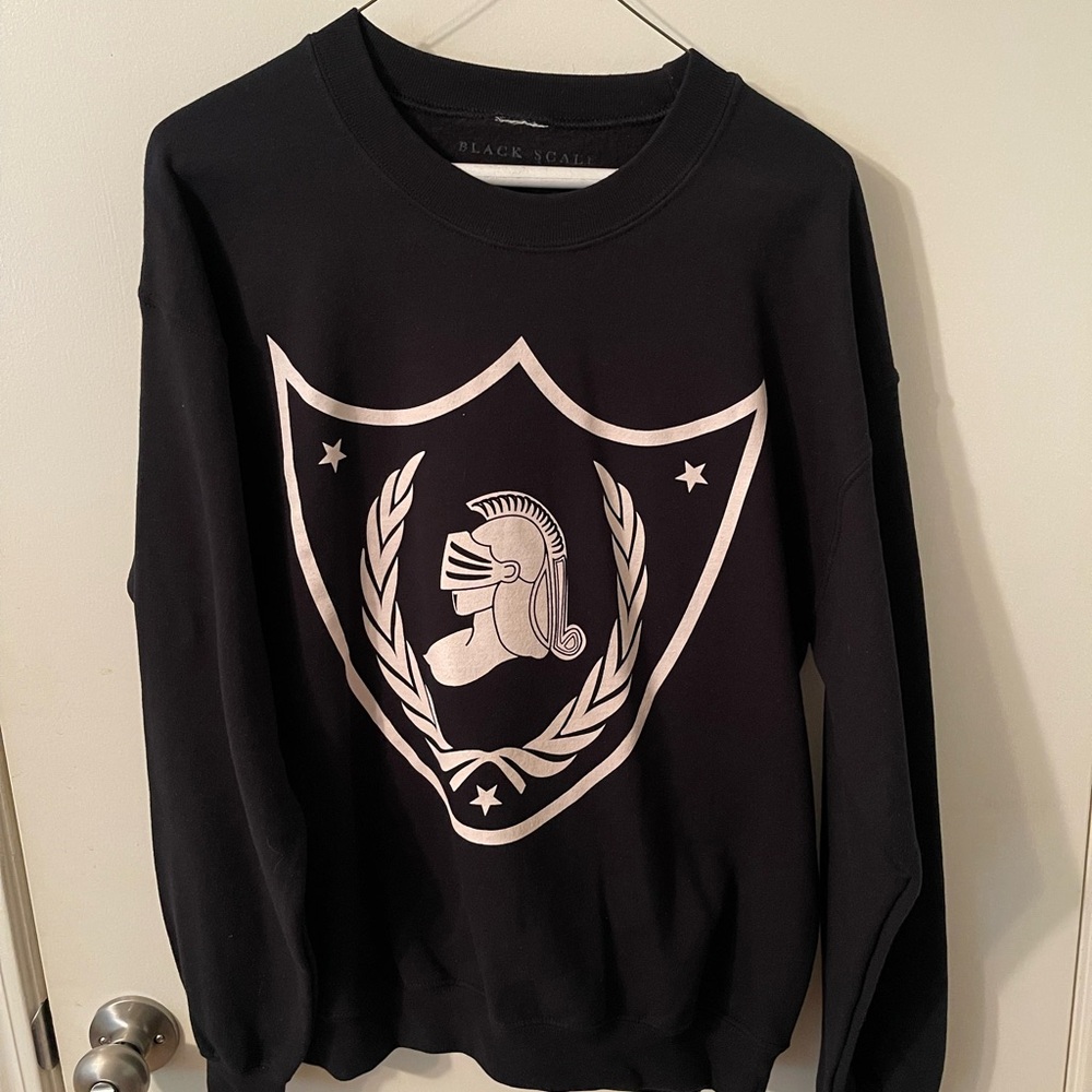 Black Scale Crewneck Sweater Black and White